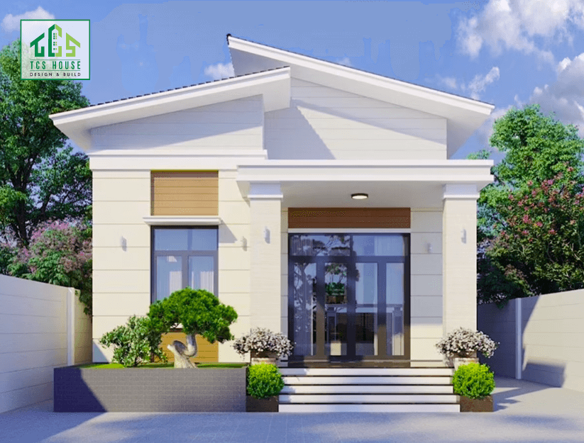 Nhà cấp 4 mái lệch cửa kính xingfa