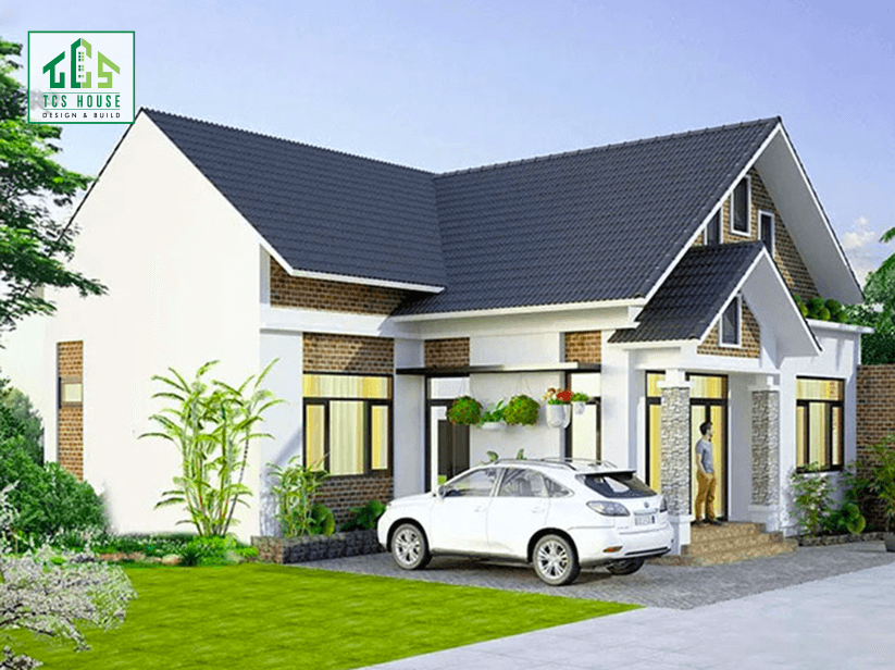 Nhà cấp 4 chữ L có gara