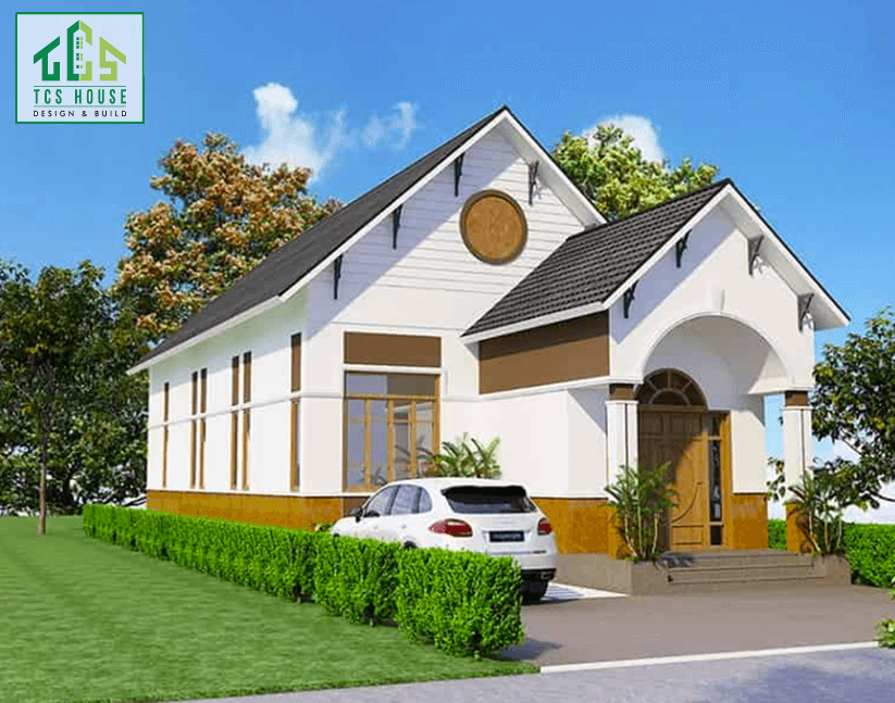 Mẫu Nhà Cấp 4 Gác Lửng Mái Thái Có Gara
