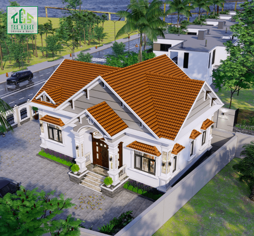 Mẫu 16-20: N hàcấp 4 mái Thái kết hợp sân vườn thoáng đãng.