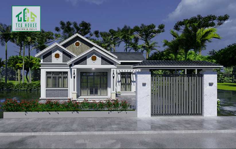 Mẫu 42: Nhà mái Thái biệt thự sân vườn rộng 300m2.