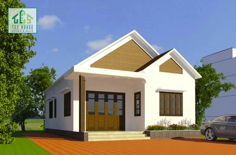 Mẫu 31: Nhà cấp 4 mái Thái thiết kế đơn giản, tinh tế.