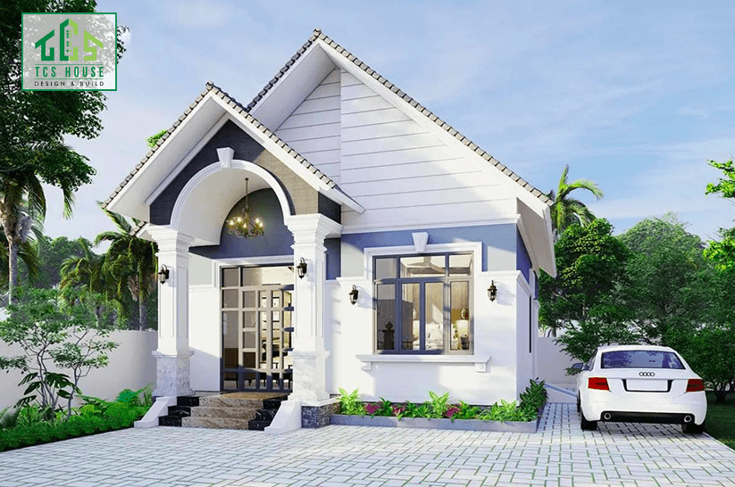 Nhà cấp 4 mái thái có gara kiểu tân cổ điển
