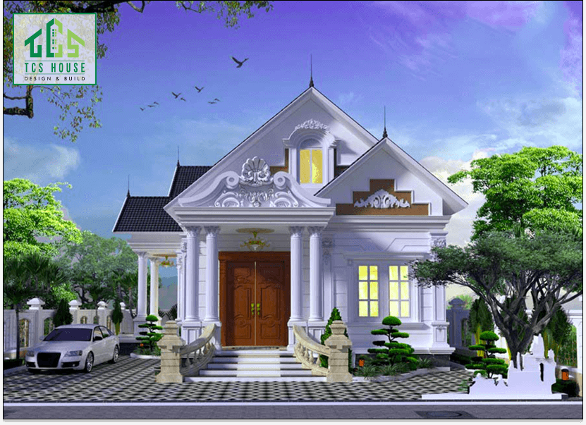 Mẫu Nhà Cấp 4 Gác Lửng Mái Thái Tân Cổ Điển