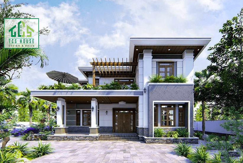 Nhà vườn chữ L phong cách hiện đại