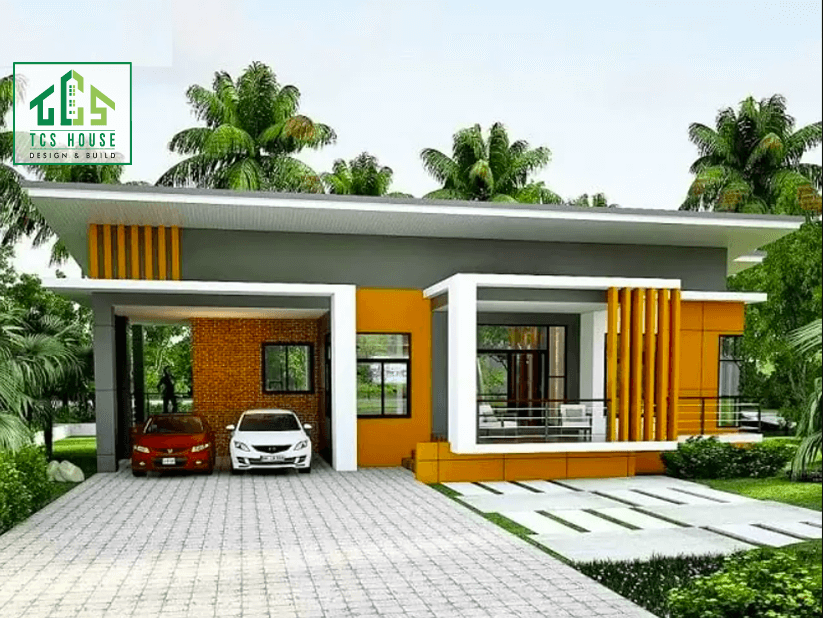 Nhà vườn mái bằng hiện đại