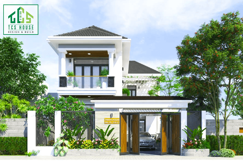 Nhà vườn mái thái 2 tầng đẹp