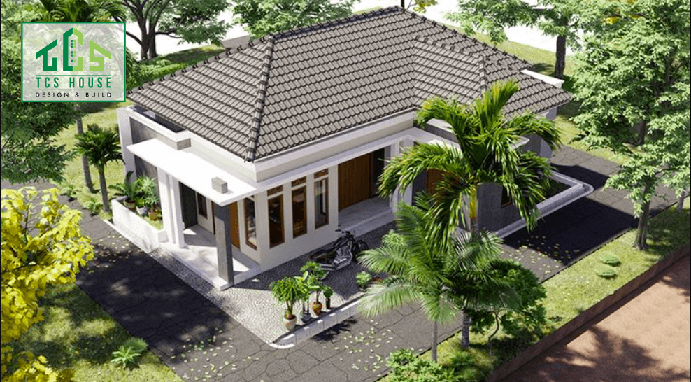 Nhà mái thái kết hợp sân vườn đa tầng, tạo độ sâu không gian