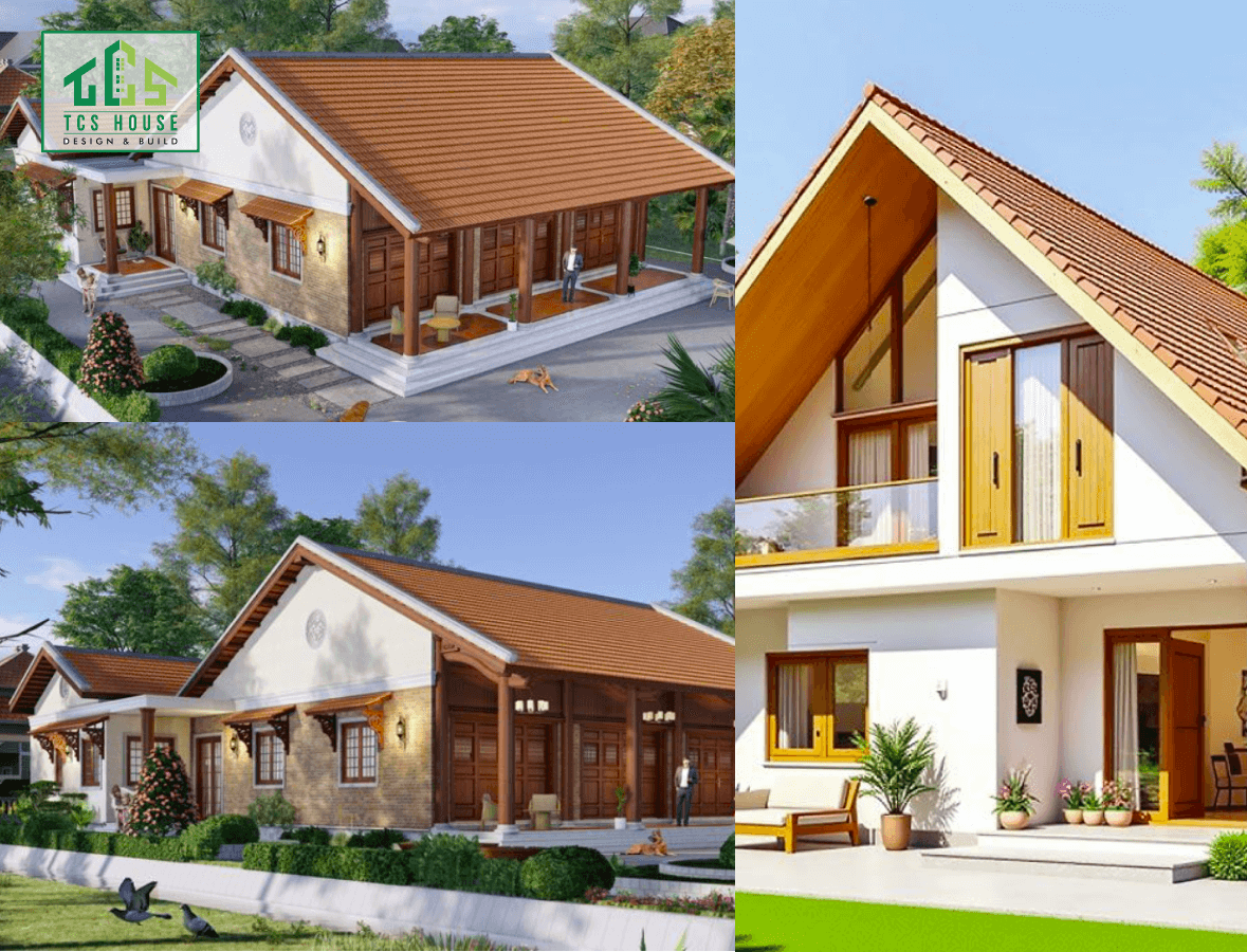 Nhà vườn mái thái thông minh, tích hợp hệ thống năng lượng mặt trời.