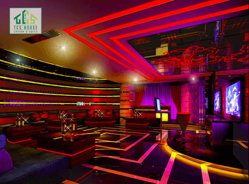 Nội thất quán karaoke Phong cách neon hiện đại