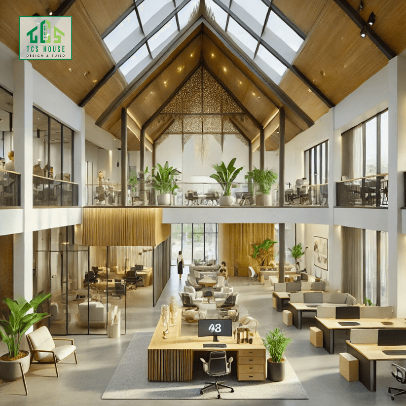 Nội thất Mẫu Văn Phòng 2 Tầng Mái Thái