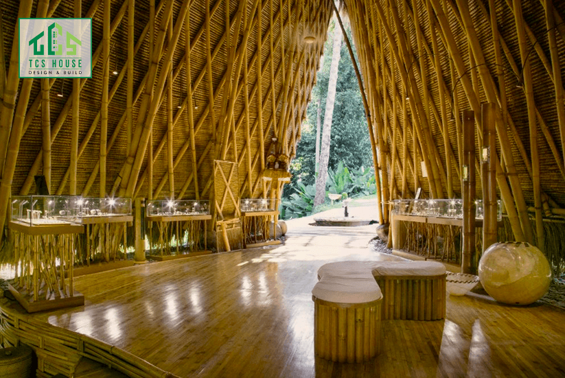 Mẫu spa với nội thất tre nứa