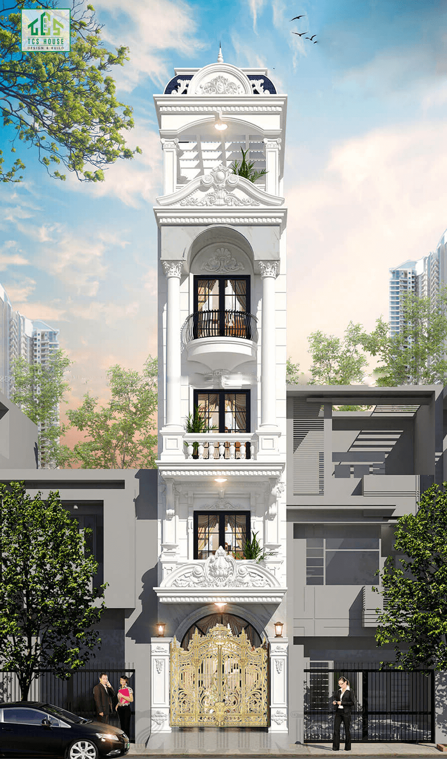 Mẫu nhà phố 5 tầng tân cổ điển