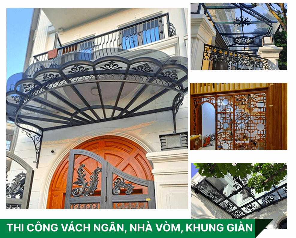 Vách ngăn sắt nghệ thuật, nhà vòm, khung giàn...