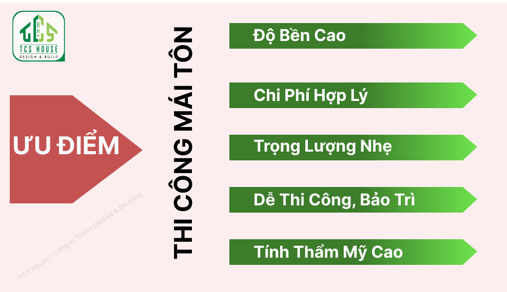 Ưu Điểm Khi Thi Công Mái Tôn