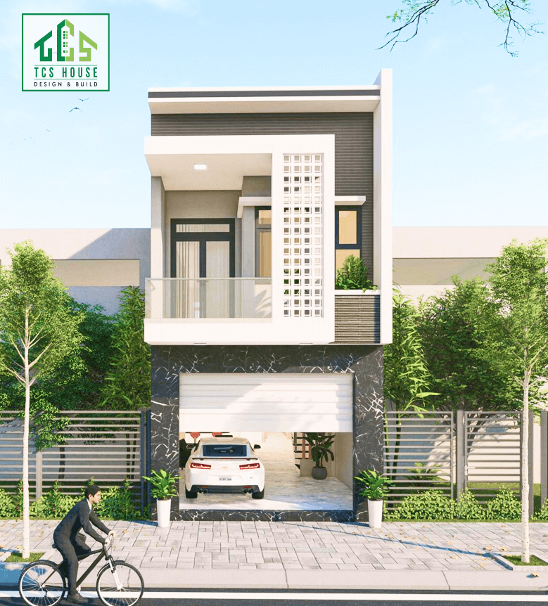 Mẫu nhà phố 2 tầng có gara oto giá 1 tỷ