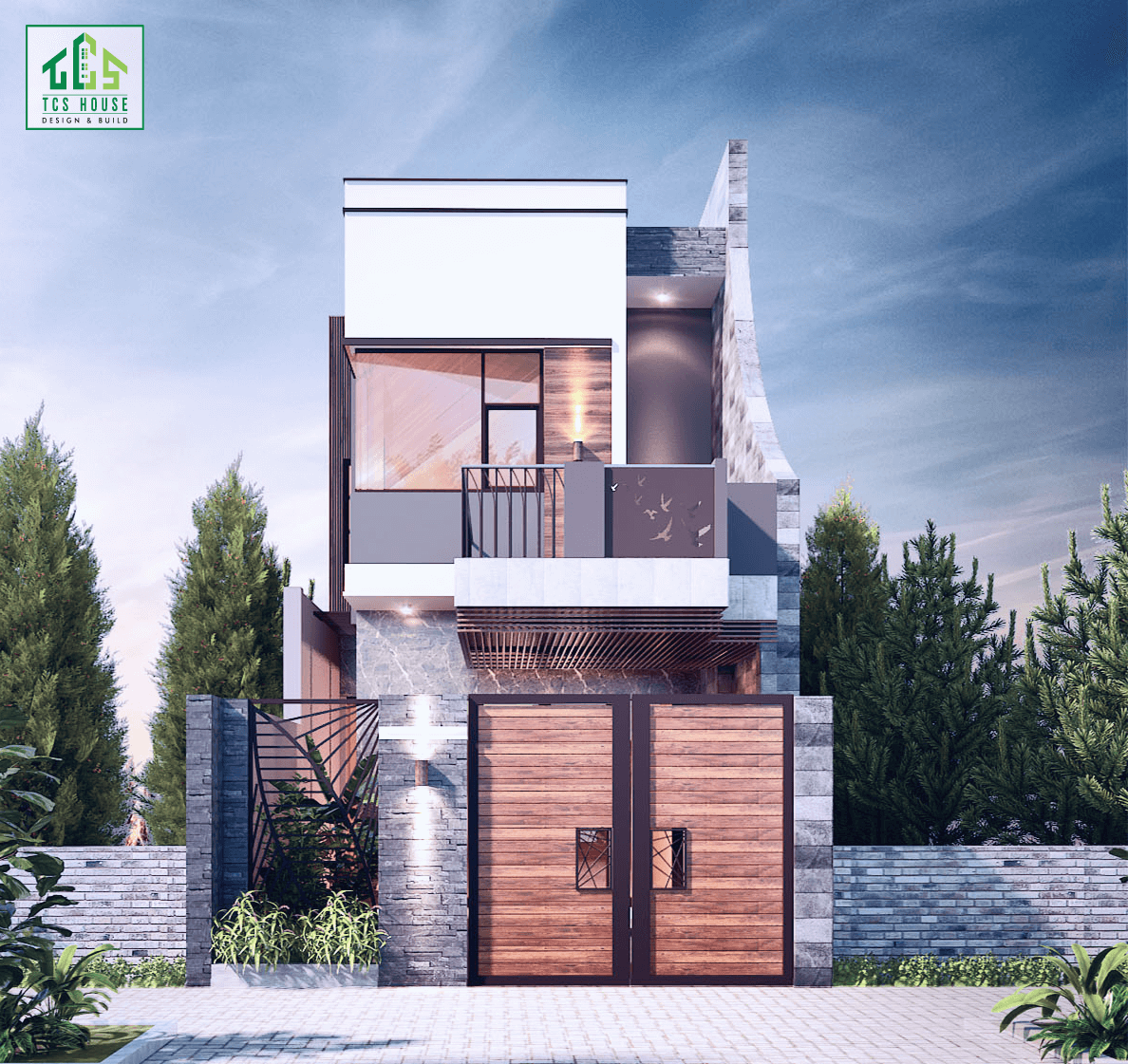 Mẫu thiết kế nhà 2 tầng biệt thự mini giá 1 tỷ