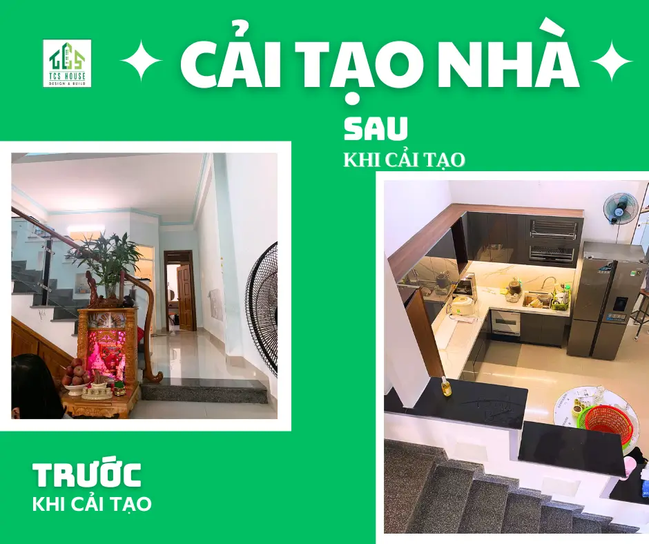 Dịch vụ sửa chữa cải tạo nhà ở Tam Kỳ - Hạng mục biến nhà bếp truyền thống sang kiểu hiện đại trẻ trung.