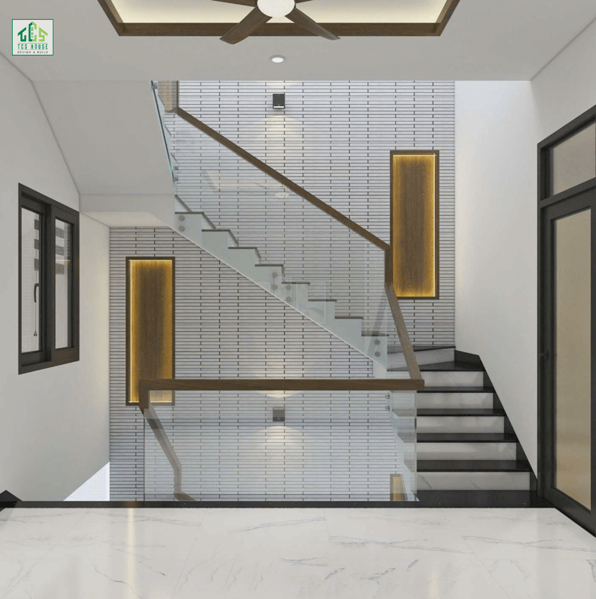 Cầu thang tay vịn kính cường lực
