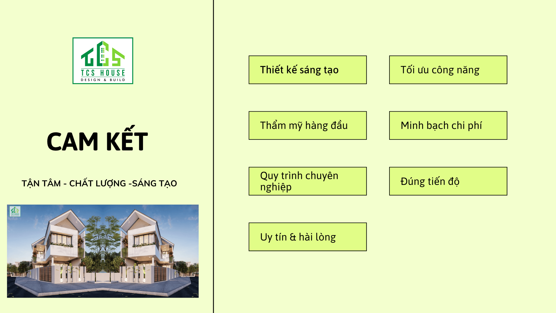 Cam kết của Công ty Thiết kế & xây dựng TCS House Đà Nẵng