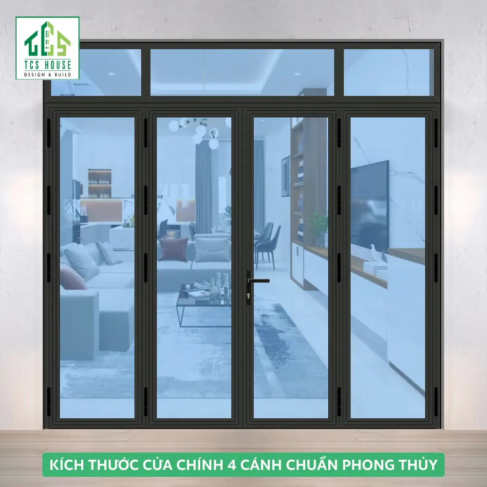 Kích thước cửa chính 4 cánh chuẩn phong thủy