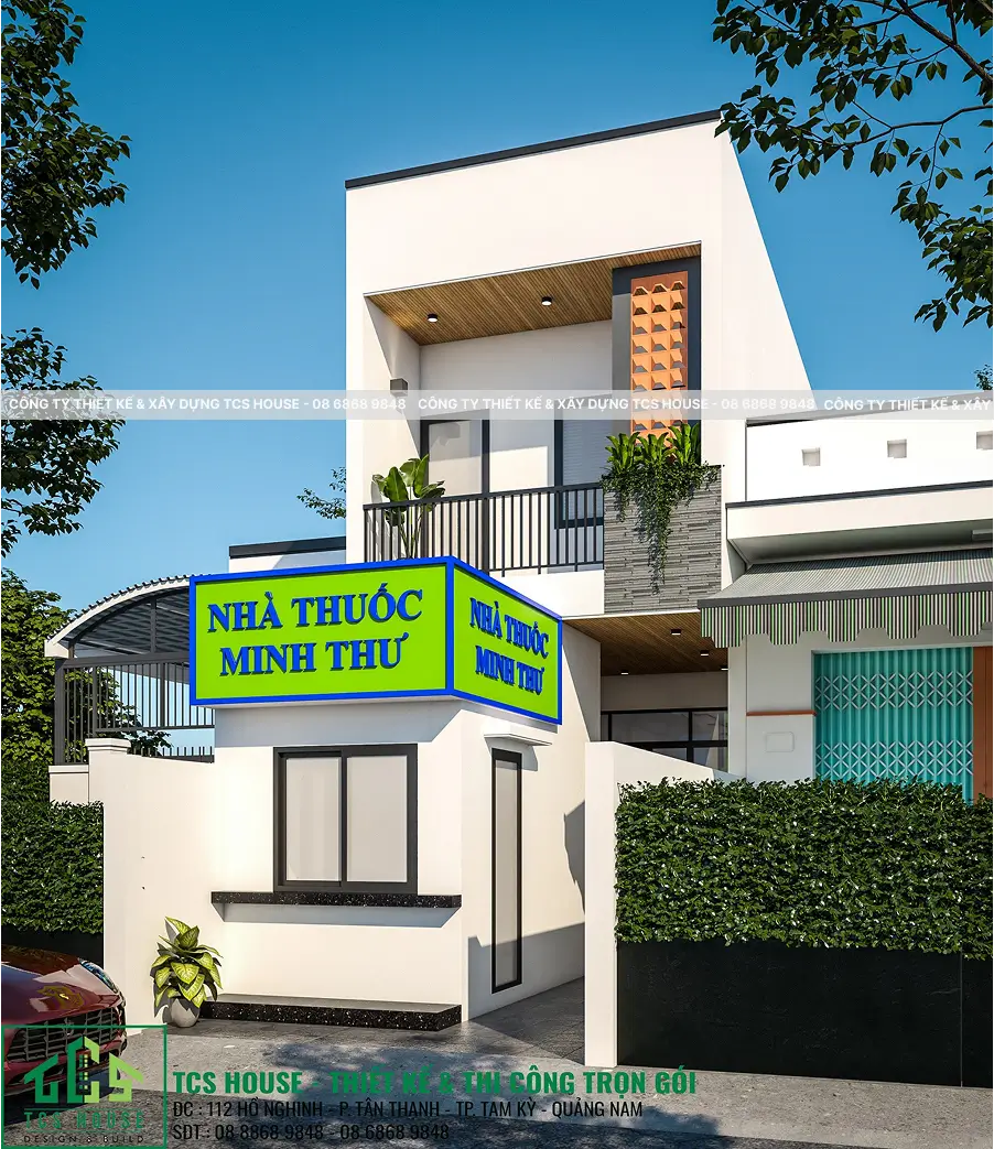 Thiết Kế Bên Ngoài Mặt Tiền Công Trình Nhà Phố 2 Tầng Chị Phương Hiện Đại Và Tối Giản