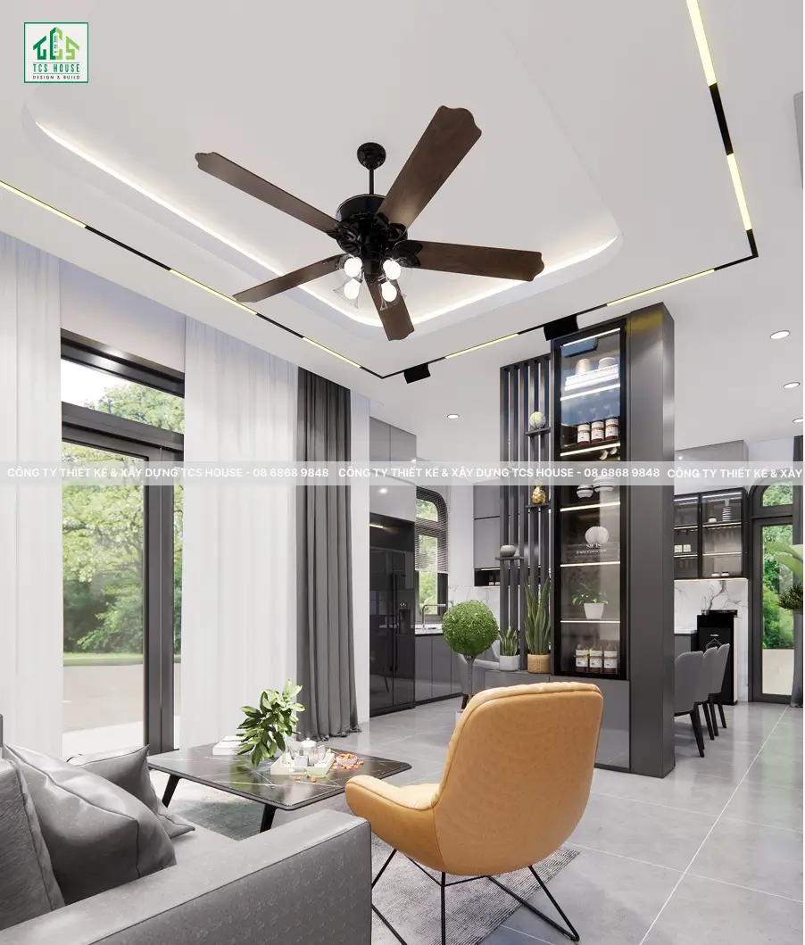 Nhà Cấp 4 Mái Nhật 3 Phòng Ngủ Đẹp Sang Trọng Và Tiện Nghi - Thiết kế phòng khách