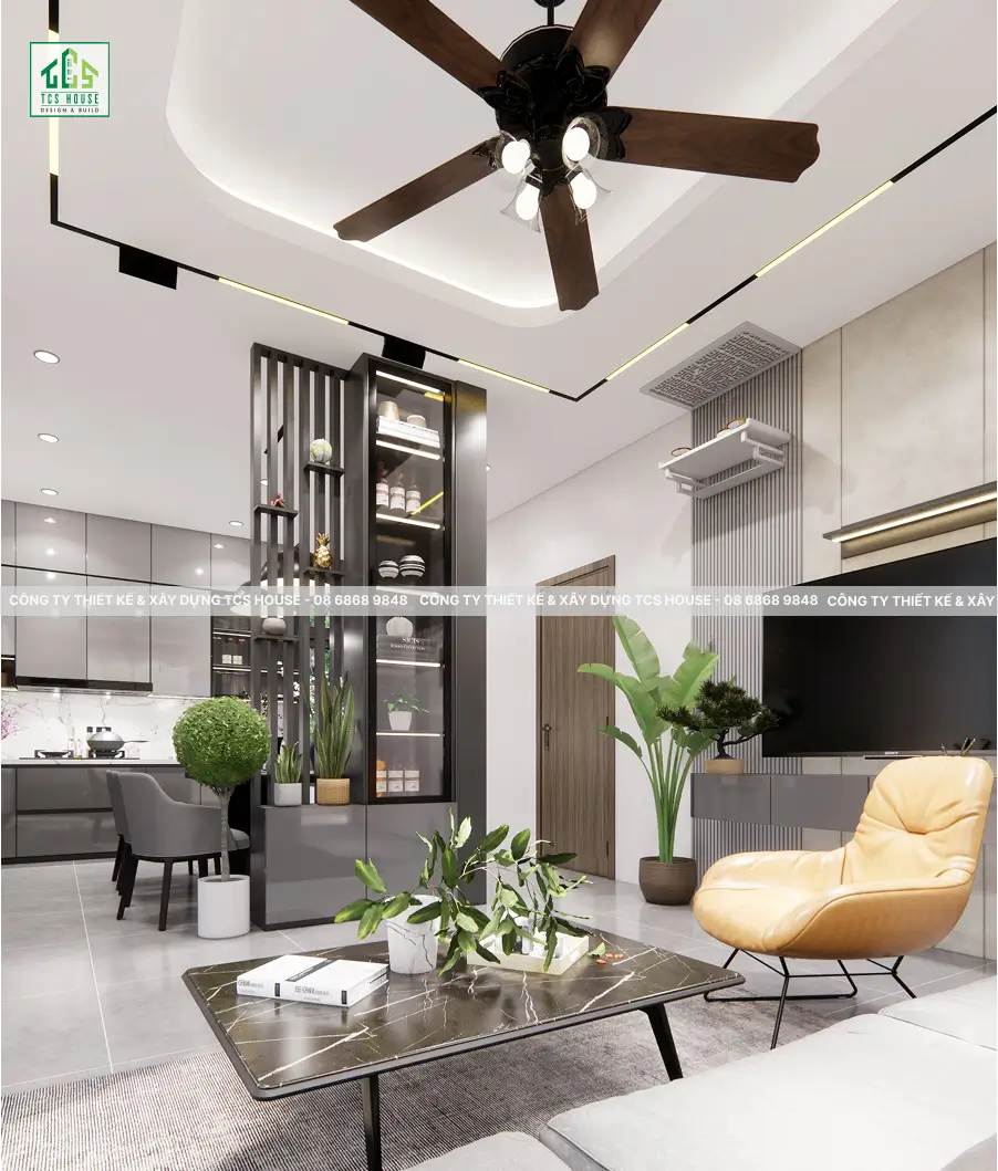 Nhà Cấp 4 Mái Nhật 3 Phòng Ngủ Đẹp Sang Trọng Và Tiện Nghi - Thiết kế phòng khách