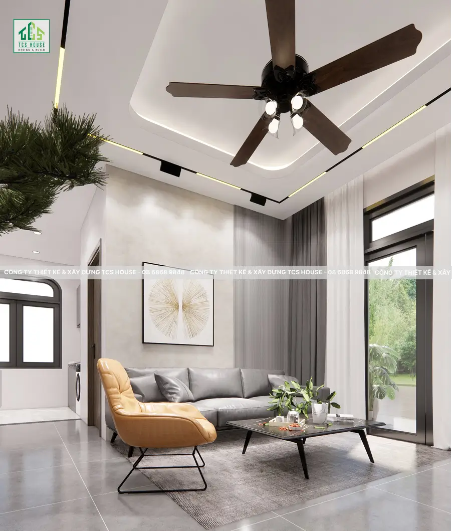 Nhà Cấp 4 Mái Nhật 3 Phòng Ngủ Đẹp Sang Trọng Và Tiện Nghi - Thiết kế phòng khách