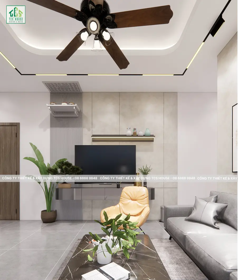 Nhà Cấp 4 Mái Nhật 3 Phòng Ngủ Đẹp Sang Trọng Và Tiện Nghi - Thiết kế phòng khách
